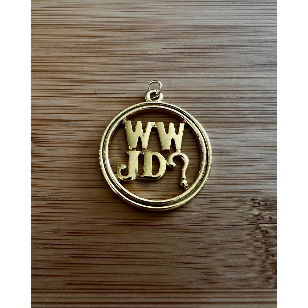 WWJD What Would Jesus Do Gold Tone Circular Religious Pendant Charm